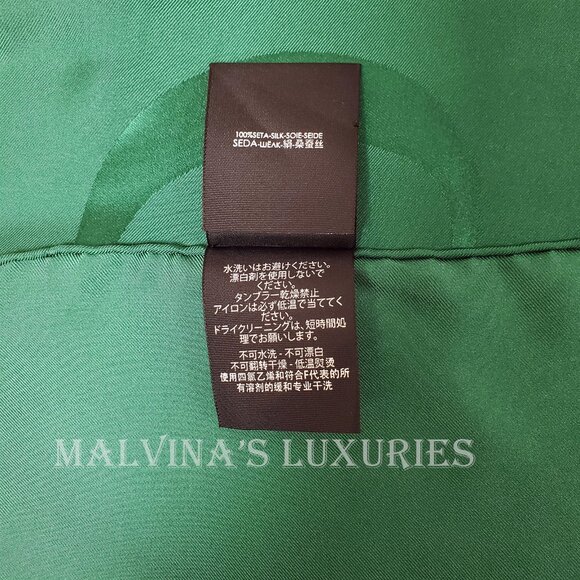 GUCCI SCARF GREEN RED WEB GG LOGO PRINT JACQUARD SILK TWILL FOULARD 35" - Picture 14 of 15